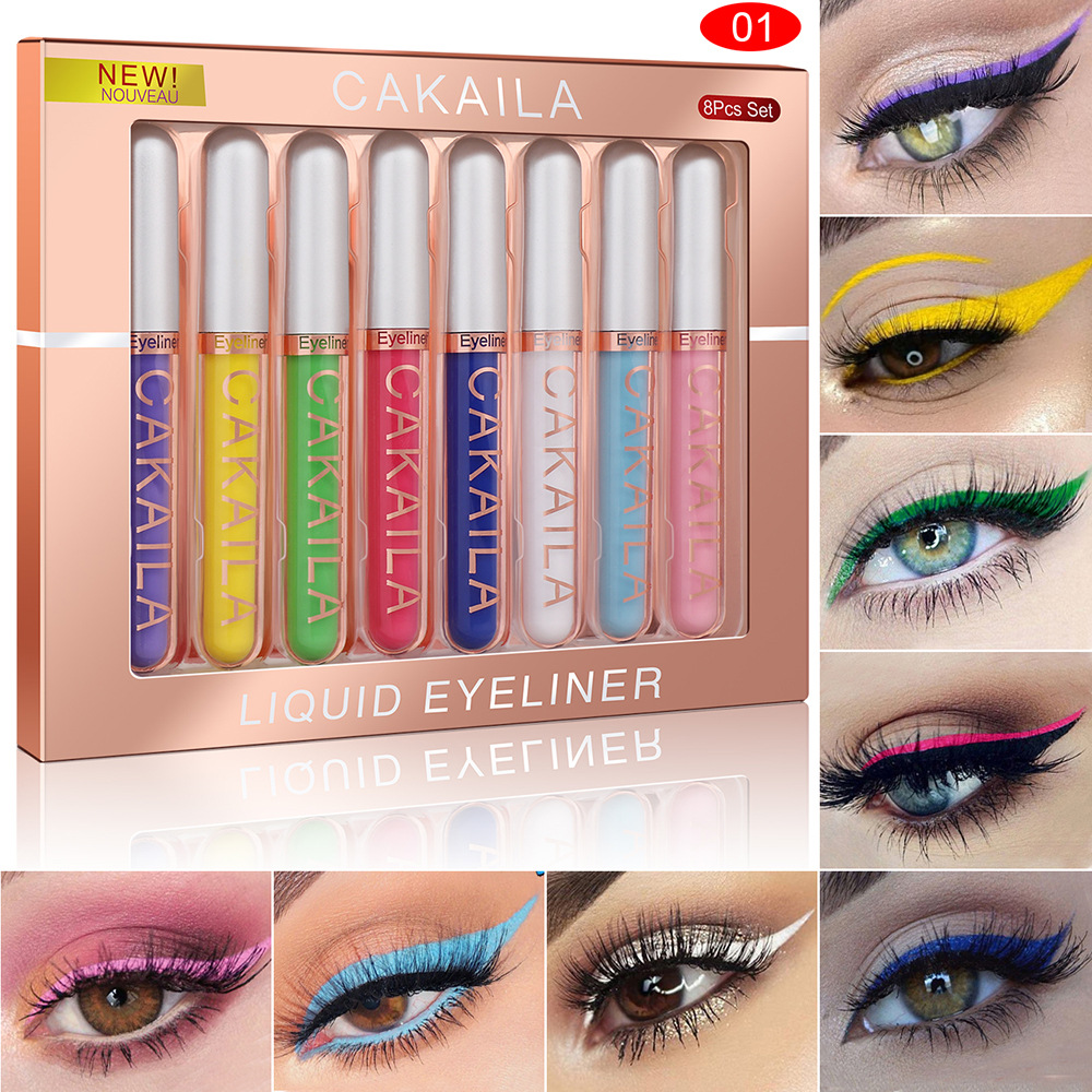 Waterproof Liquid Eyeliner Pen - مجموعة مكونة من 8 ألوان من