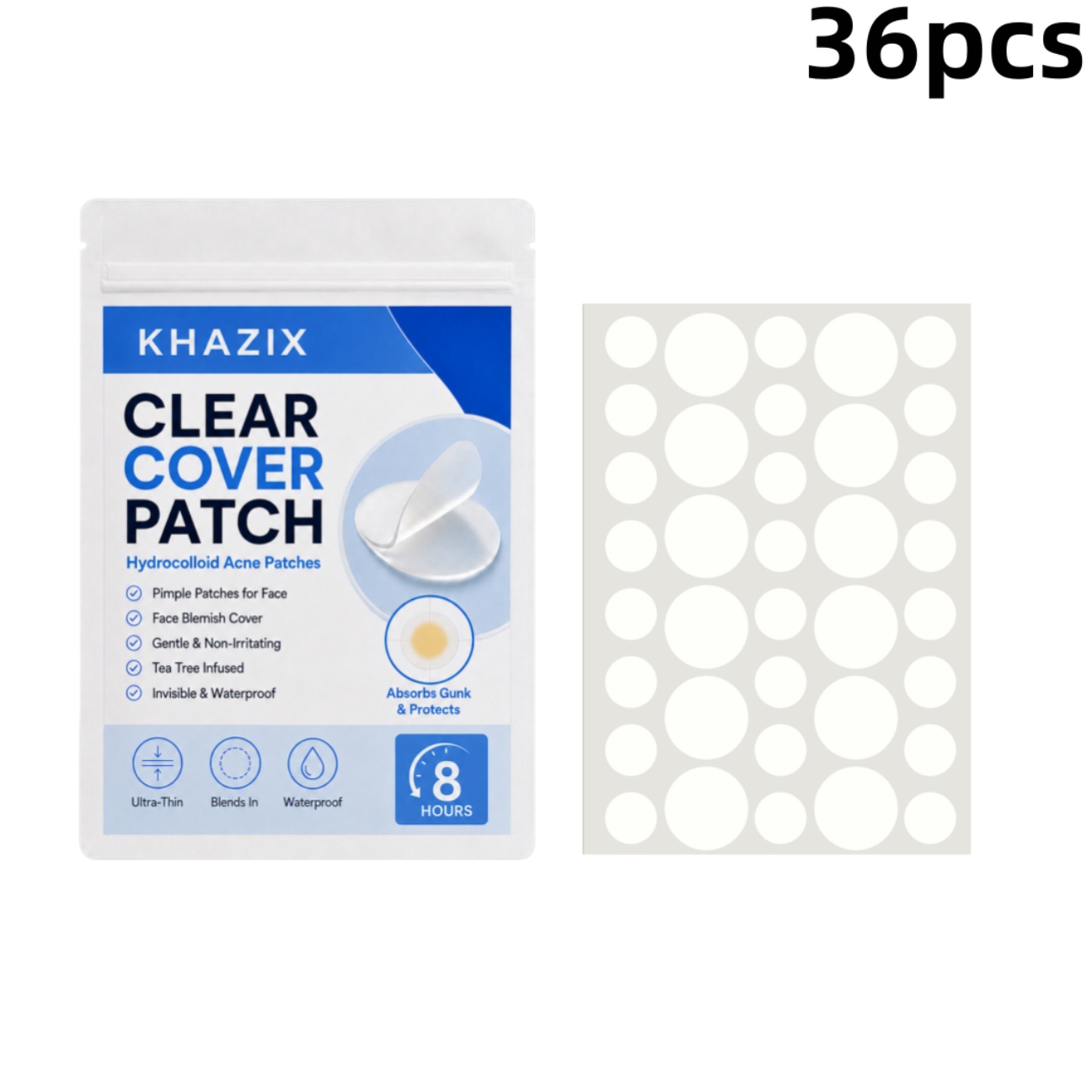 Hydrocolloid Pimple Patch - 36 قطعة من لاصقات البثور الشفافة،