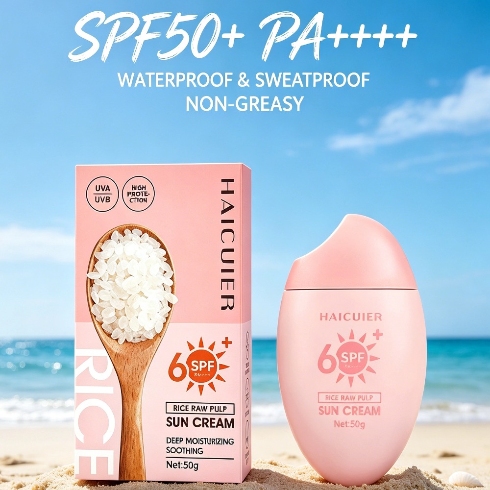Spf 50 Waterproof Sunscreen - واقي شمس SPF50+ بخلاصة الأرز الخام،