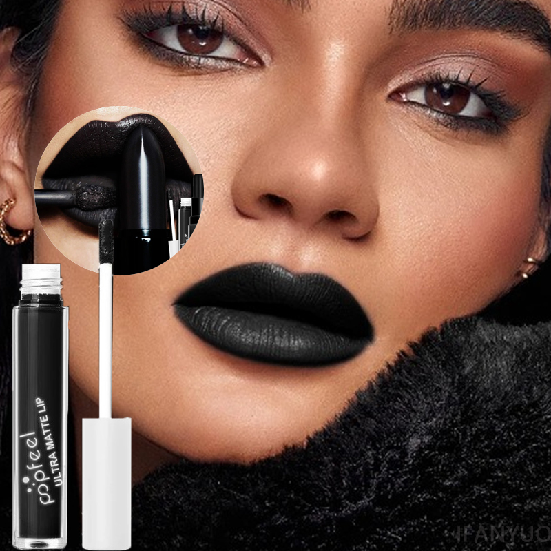 Matte Velvet Lip Tint Long Lasting - أحمر شفاه سائل أسود غير لامع