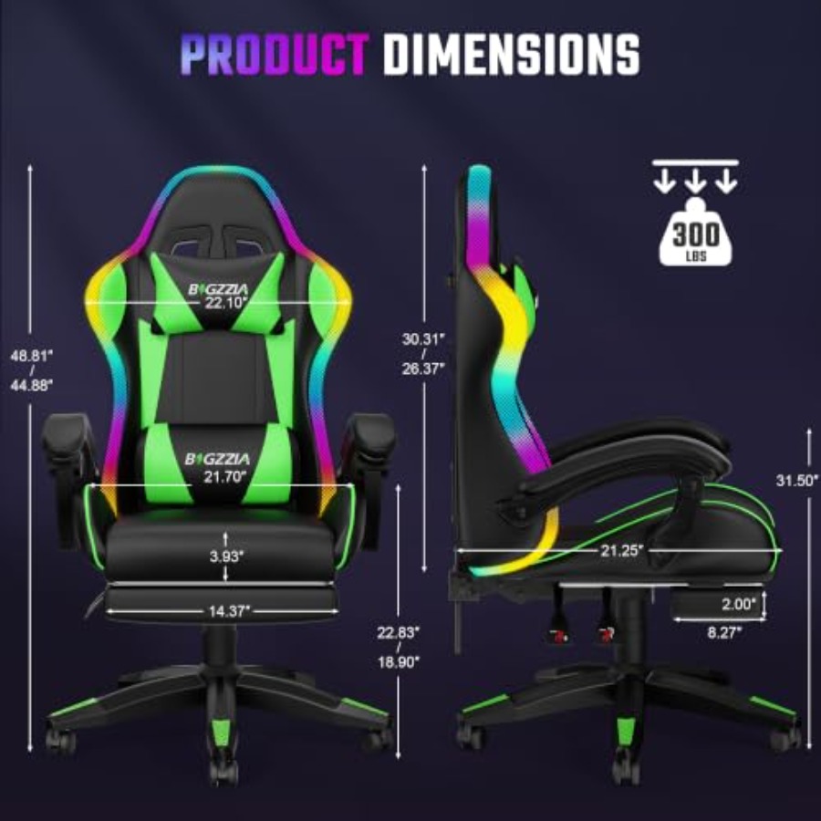 كرسي ألعاب RGB مع مسند للقدمين - مراجعة Massage وسعره