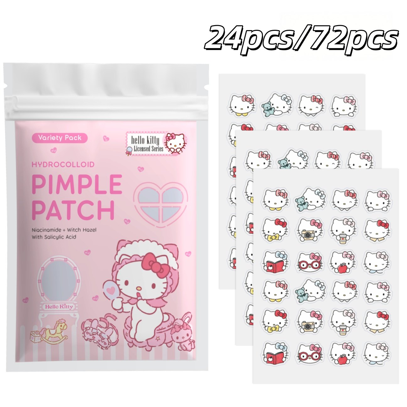 24/72 قطعة من لاصقات هيلو كيتي - مراجعة Hydrocolloid Pimple Patch وسعره