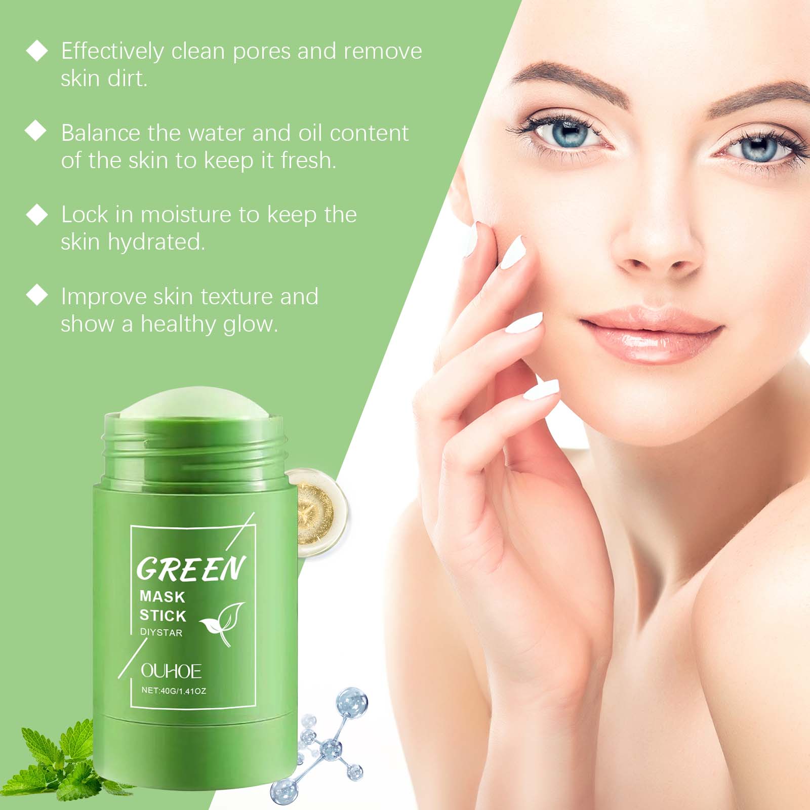 1-5 قطع من قناع الطين الأخضر ل - مراجعة Green Tea Cleansing Clay Mask وسعره
